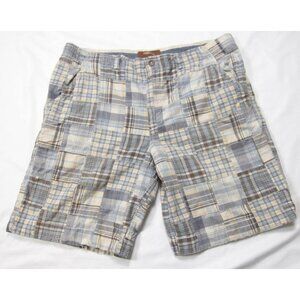 Bob Timberlake Men Patchwork Madras Plaid Summer Shorts Size 38 Blue Gray(MP537)